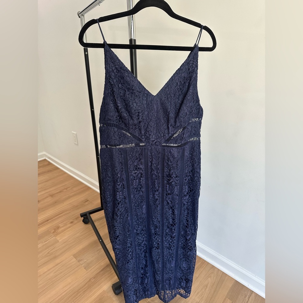 ASOS Navy Lace Midi Dress